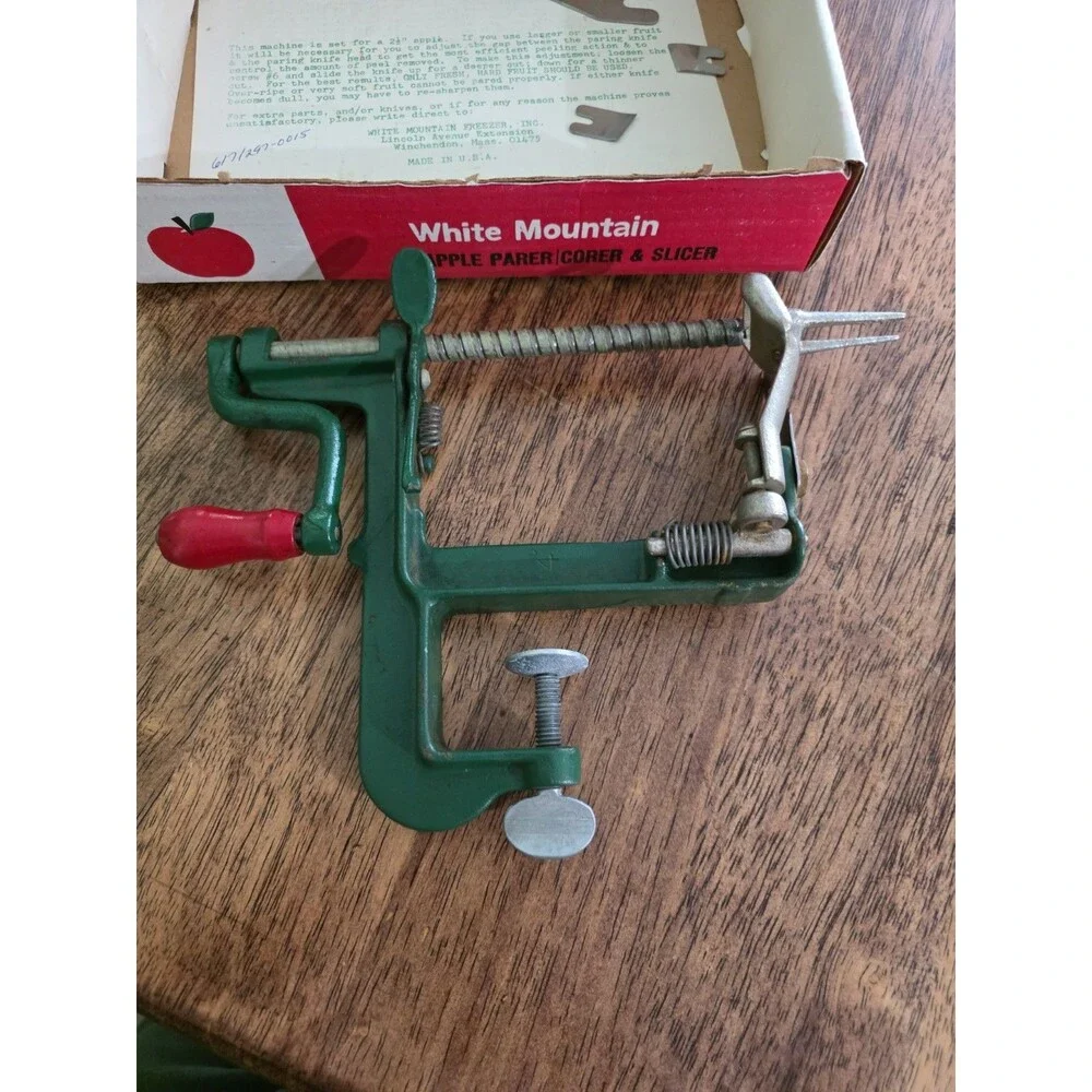 Vintage White Mountain Apple Peeler Parer Corer Slicer With Box And Instructions
